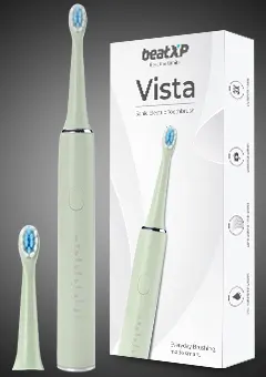 Vista Sonic Rechargeable Electric Toothbrush for Adults with 2 Brush Heads, 5 Cleaning Modes 
