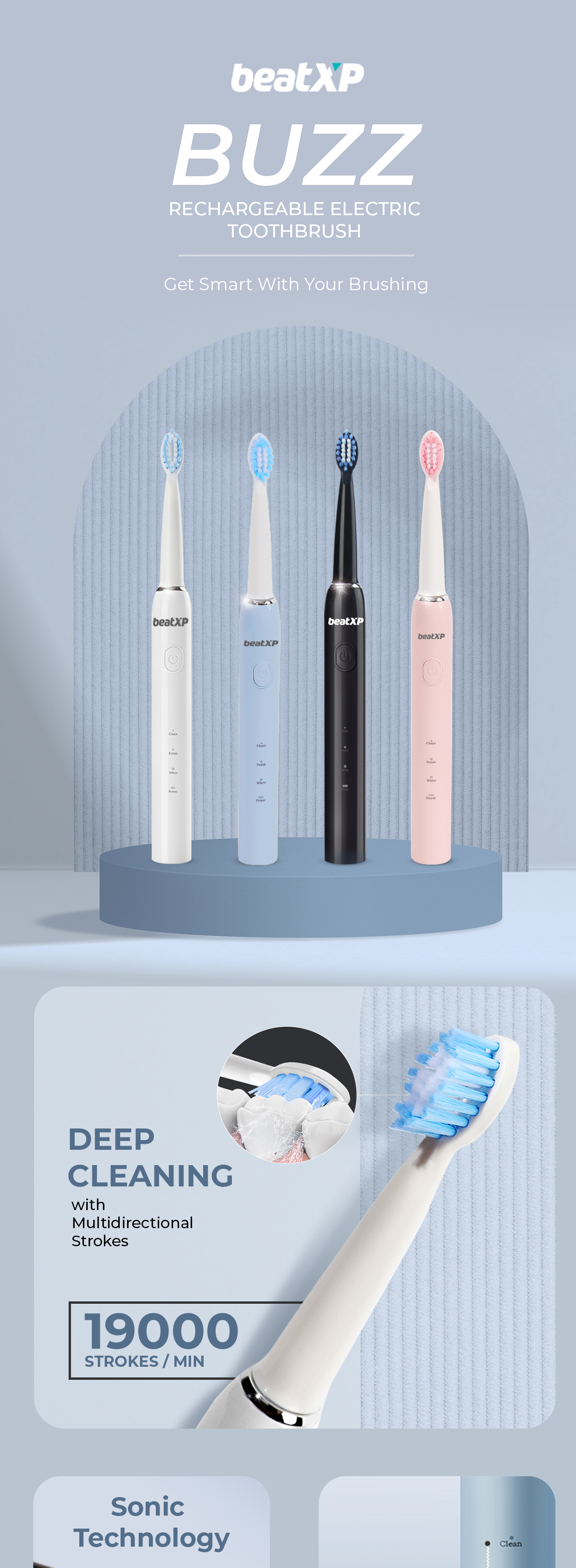 Buzz Electric Rechargeable Toothbrush Pink colour